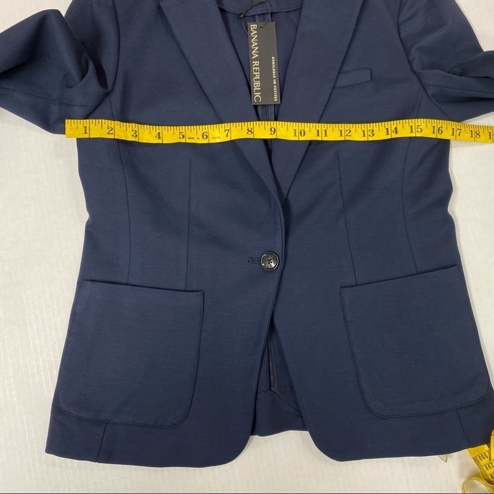 Banana Republic Classic Contrast Striped Collar Navy Blazer Ponte NWT - Picture 7 of 14